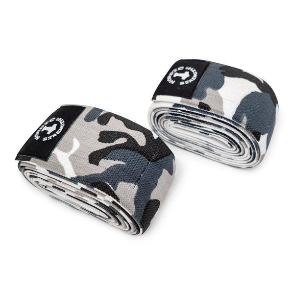 Kniebandage mit Klettverschluss, graues Tarn-Muster, je 2 m (Paar)