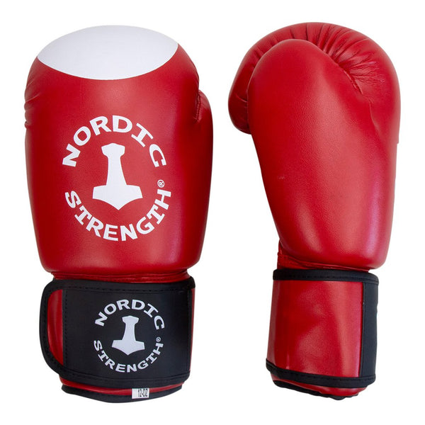 Boxhandschuhe von Nordic Strength, rot-weiß